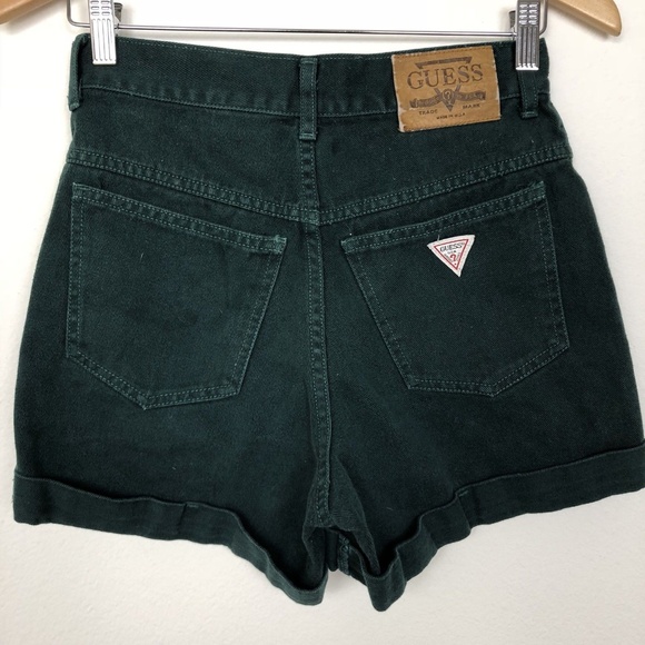 Guess Pants - Vtg Guess USA Jean Shorts Green Roll-Up High Waist
